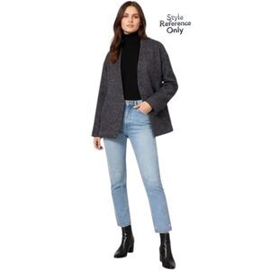 See By Chloe Gray Herringbone Cocoon Jacket Wool Alpaca Collarless Size 4 EUC